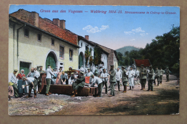 Ansichtskarte AK Colroy la Grande 1915 Vogesen Straße Häuser Brunnen Deutsche Soldaten Waschtag Ortsansicht Frankreich France 88 Vosges
